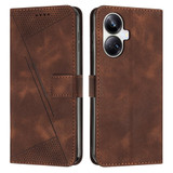 For Realme 10 Pro+ Dream Triangle Leather Phone Case with Lanyard(Brown)