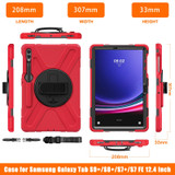 For Samsung Galaxy Tab S9+ / S8+ Rotary Handle Grab TPU + PC Tablet Case(Red)