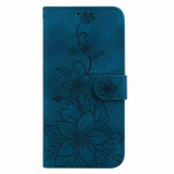For Realme 10 Pro+ Lily Embossed Leather Phone Case(Dark Blue)
