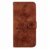 For Xiaomi Redmi Note 11 Global / Note 11S Lily Embossed Leather Phone Case(Brown)