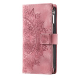 For Samsung Galaxy A71 5G Multi-Card Totem Zipper Leather Phone Case(Pink)