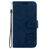 For Realme 10 4G Little Tiger Embossed Leather Phone Case(Dark Blue)