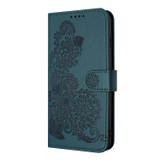 For Xiaomi 13 Datura Flower Embossed Flip Leather Phone Case(Dark Green)