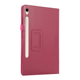 For Samsung Galaxy Tab S9 Litchi Texture Leather Tablet Case with Holder(Rose Red)