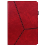 For Samsung Galaxy Tab S7+/S8+/S9+/S9 FE+ Solid Color Stripe Embossed Leather Tablet Case(Red)