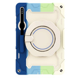 For Samsung Galaxy Tab S9+ Armor Portable Rotating Ring Holder Silicone Tablet Case(Colorful Blue)
