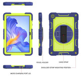 For Honor Pad X8 360 Degree Rotation PC Contrast Silicone Tablet Case(Navy Blue + Yellow Green)