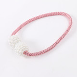 2 PCS Fashion Adornments Pearl Magnetic Buckle Curtain Strap(Pink)