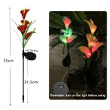 3PCS Simulated Calla Lily Flower 5 Heads Solar Powered Outdoor IP65 Waterproof LED Decorative Lawn Lamp, Colorful Light(Red)