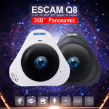 ESCAM Q8 960P 360 Degrees Fisheye Lens 1.3MP WiFi IP Camera, Support Motion Detection / Night Vision, IR Distance: 5-10m, UK Plug(White)