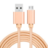 2m 3A Woven Style Metal Head Micro USB to USB Data / Charger Cable(Gold)