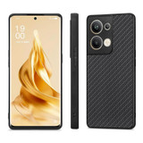 For OPPO Reno9 Pro+ Carbon Fiber Texture Leather Back Cover Phone Case(Black)