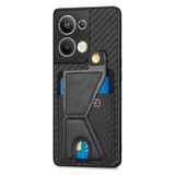 For OPPO Reno9 Pro+ Carbon Fiber Wallet Flip Card K-shaped Holder Phone Case(Black)