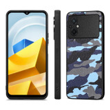 For Xiaomi POCO M5 4G Camouflage Leather Back Cover Phone Case(Blue)