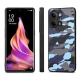 For OPPO Reno9 Camouflage Leather Back Cover Phone Case(Blue)