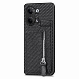 For OPPO Reno9 Carbon Fiber Vertical Flip Zipper Phone Case(Black)