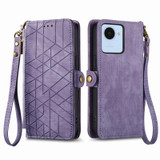 For Realme 10 4G Geometric Zipper Wallet Side Buckle Leather Phone Case(Purple)