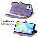 For Realme 10 4G Geometric Zipper Wallet Side Buckle Leather Phone Case(Purple)