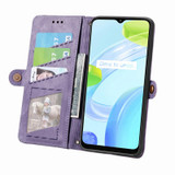 For Realme 10 Pro+ Geometric Zipper Wallet Side Buckle Leather Phone Case(Purple)