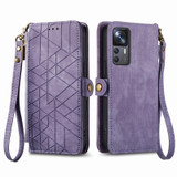 For Xiaomi 13 Pro Geometric Zipper Wallet Side Buckle Leather Phone Case(Purple)