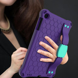 For GalaxyTab A 10.1 (2019) T510  Honeycomb Design EVA + PC Four Corner Anti Falling Flat Protective Shell With Straps(Purple+Aqua)