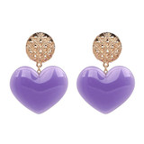 Peach Heart Earrings Retro Series Acrylic Stud Earrings for Women(Purple)