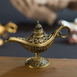 Aladdin Magic Lamp Metal Crafts Wish Lamp Aromatherapy Home Creative Decoration Gift(Bronze)
