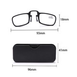 2 PCS TR90 Pince-nez Reading Glasses Presbyopic Glasses with Portable Box, Degree:+2.00D(Grey)