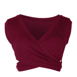 Sexy Ladies Knit Sleeveless Straps Lumbar Short Vest Bottoming Shirt, Size:XL(Wine Red)