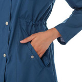 Casual  Women Waterproof Waist Hooded Long Coat, Size:XXL (Water Blue)