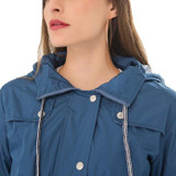 Casual  Women Waterproof Waist Hooded Long Coat, Size:XXL (Water Blue)