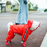 Pet Cartoon Pattern Waterproof All-inclusive Four-leg Raincoat, Size:L(Red Bear)