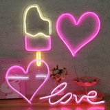 LED Acrylic Transparent Back Panel Neon Light Holiday Decoration Lamp(Love)