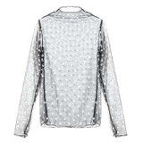 Sexy Mesh High Collar Long Sleeve Bottoming Blouse, Size:  One Size( Branch)