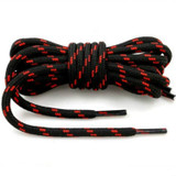 2 Pairs Round High Density Weaving Shoe Laces Outdoor Hiking Slip Rope Sneakers Boot Shoelace, Length:140cm(Black-Red)