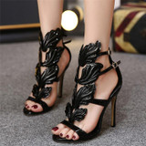 Metal Wings Thin High Heel Women Shoes, Shoe Size:35(Gold)