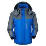 Men Winter Thick Fleece Waterproof Outwear Down Jackets Coats, Size: L(Blue)