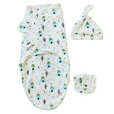 Spring  Summer Cotton Baby Infant Bags Towels Sleeping Bags Knitted Cloth Cap Set, Size:L (60x75 CM)(Tent Tree)
