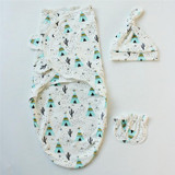 Spring  Summer Cotton Baby Infant Bags Towels Sleeping Bags Knitted Cloth Cap Set, Size:L (60x75 CM)(Tent Tree)