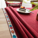 Solid Color Waterproof Tablecloth Linen Rectangular Tablecloth, Size:140x300cm(Red)