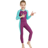 DIVE&SAIL Children Diving Suit Outdoor Long-sleeved One-piece Swimsuit Sunscreen Swimwear, Size: L(Girls Rose Red)