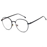 Retro Simple Round Frame Plain Glass Spectacles(Black)