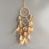 Home Decoration Retro Feather Dream Catcher Circular Feathers Wall Hanging Decor(Purple)