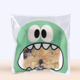 100 PCS Cute Big Teech Mouth Monster Plastic Bag Wedding Birthday Cookie Candy Gift OPP Packaging Bags, Gift Bag Size:7x7cm(Green)