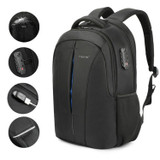 Waterproof 15.6-inch Laptop Backpack Anti-theft Business Travel Backpack School Bag(Black+Blue upgrade)
