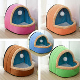 Pet Dog Cat  Warm Soft Bed Pet Cushion Dog Kennel Cat Castle Foldable Puppy House with Toy Ball, Size:M(Pink)