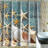 2 PCS Colorful Beach Conch Starfish Shell Polyester Washable Bath Shower Curtains, Size:180X200cm(Fishnet Shell)