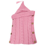 Children Sweater Wooden Button Tassel Hat Baby Hooded Sleeping Bag, Size:One Size(Pink)