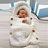 Children Sweater Wooden Button Tassel Hat Baby Hooded Sleeping Bag, Size:One Size(Pink)