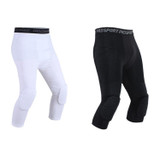 High Elastic Lycra Honeycomb Crash Pants Men Basketball Fitness Seven-tenths Sweatpants, Specification: XL(White)